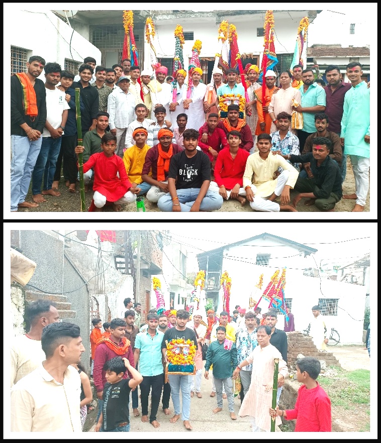 रिमझिम बारिश के बीच खंडवा धाम के लिए युवाओ का जत्था पैदल हुआ रवाना