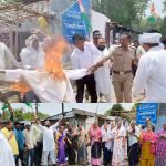 ब्लाक कांग्रेस अध्यक्ष के नेतृत्व मे मुख्यंमत्री का पुतला दहन किया गया